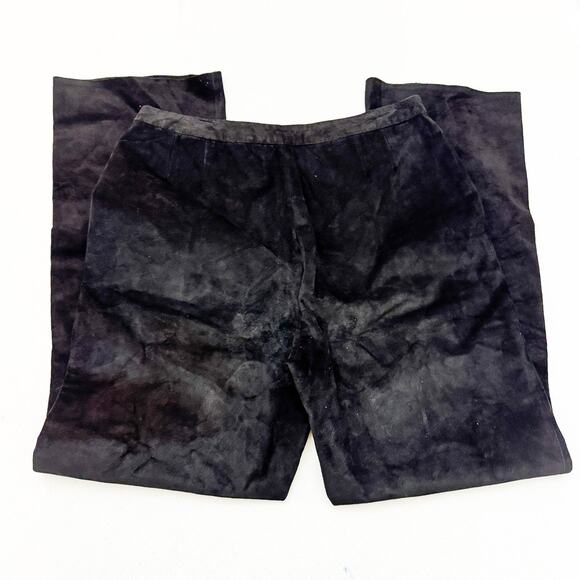 Lord & Taylor Black Suede Leather Flare Leg Pants Size 8 EUC - Picture 5 of 7